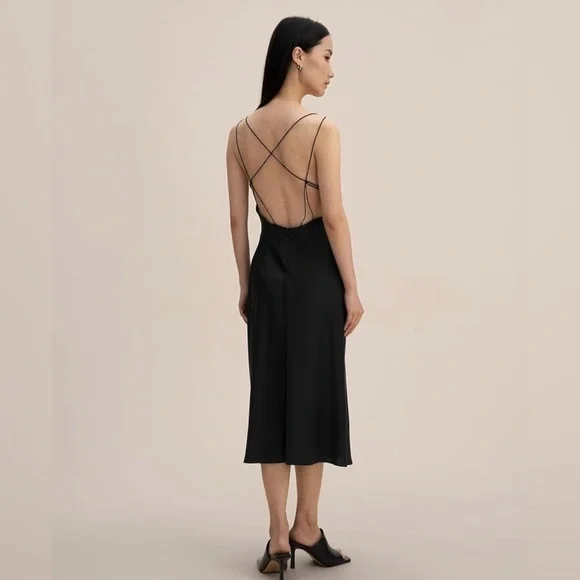 LilySilk Silk Cocktail Dress Wrap Elegant Spaghetti Strap Dress - Picture 6 of 7